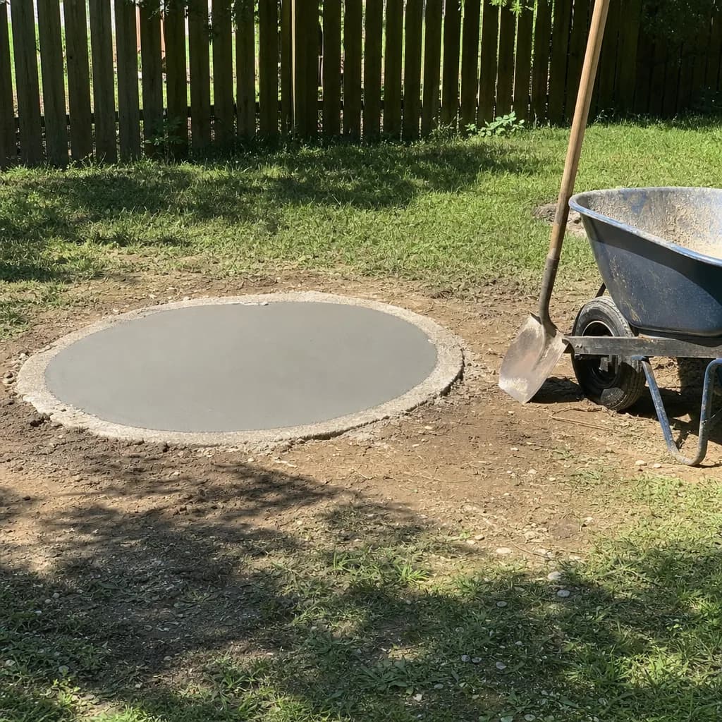 Freshly repaired septic tank lid sealed and backfilled at Evansville home