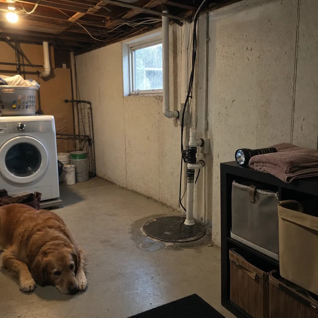Homeowner's basement sump pump area